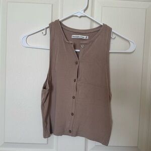 Abercrombie & Fitch Tan Button-Down Tank Top
